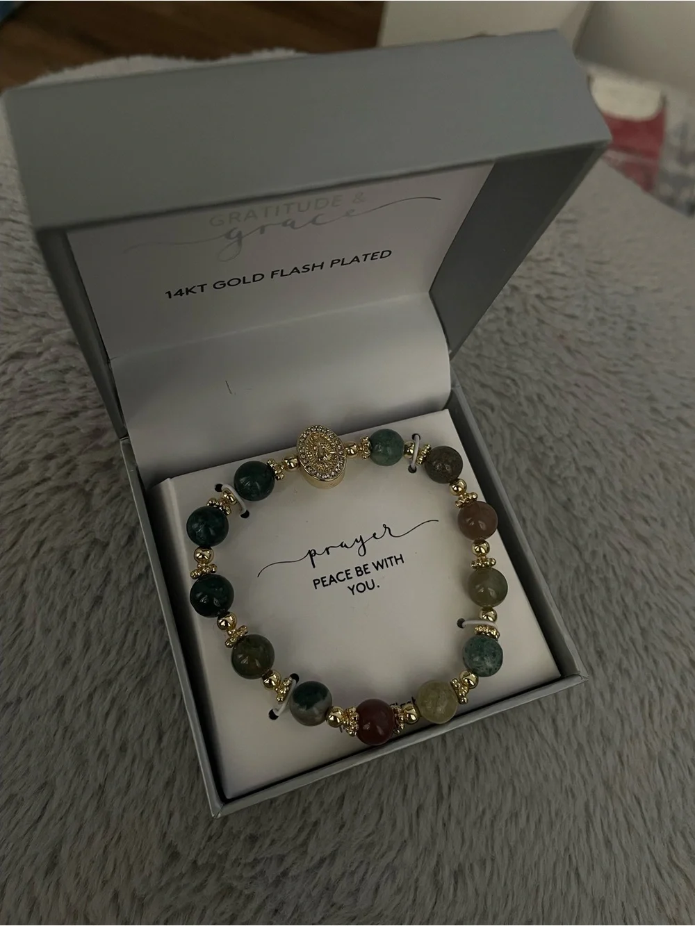 Grace Green Multi-Stone Bracelet with Gold Accents